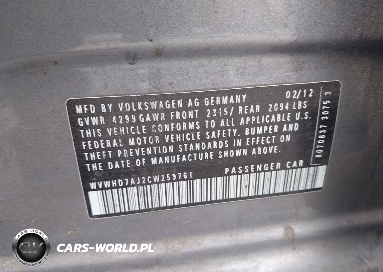 2012 Volkswagen Gti 4-Door VIN:WVWHD7AJ2CW259761 - 9