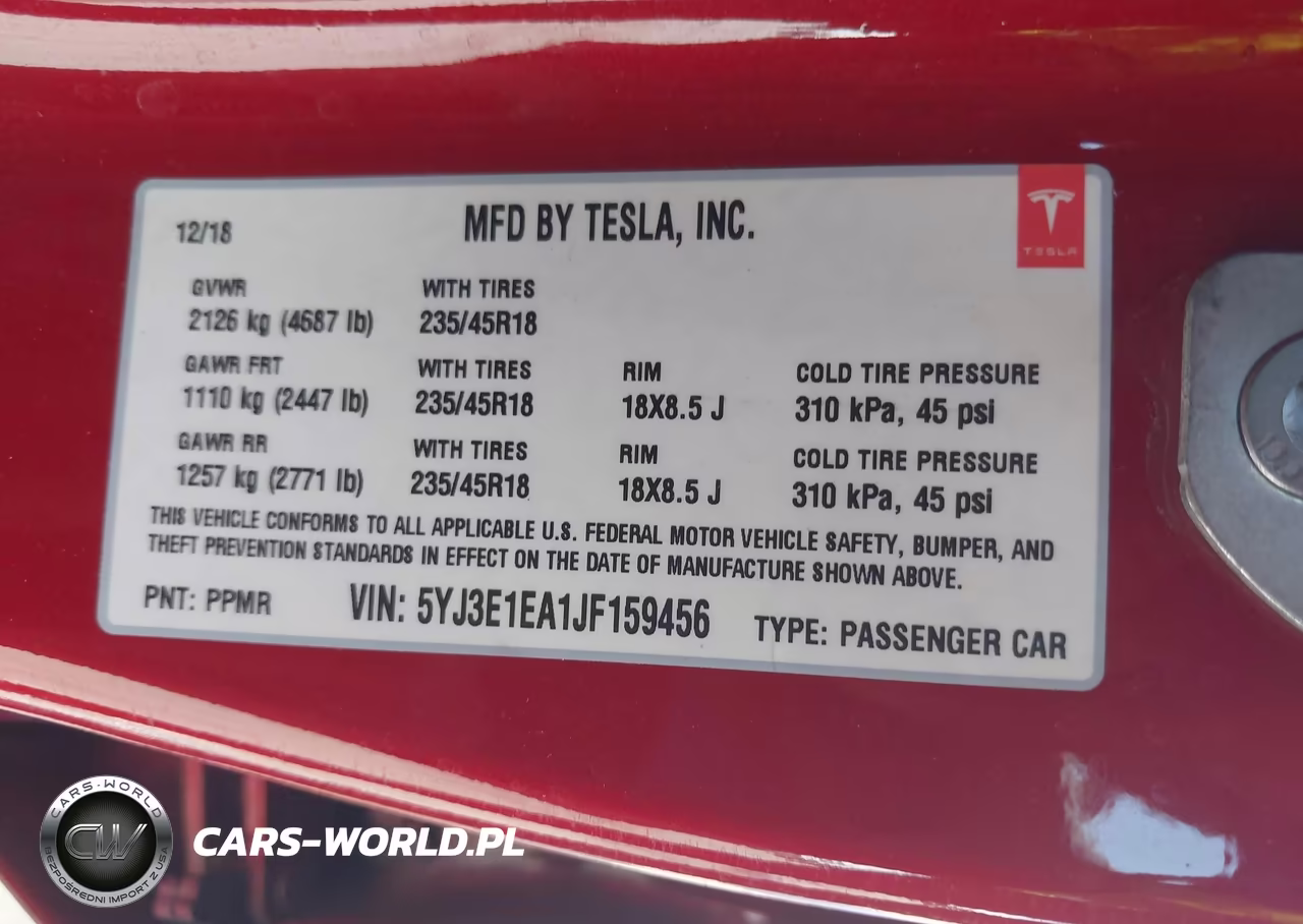2018 Tesla Model 3 Long Range-Mid Range VIN:5YJ3E1EA1JF159456 - 9