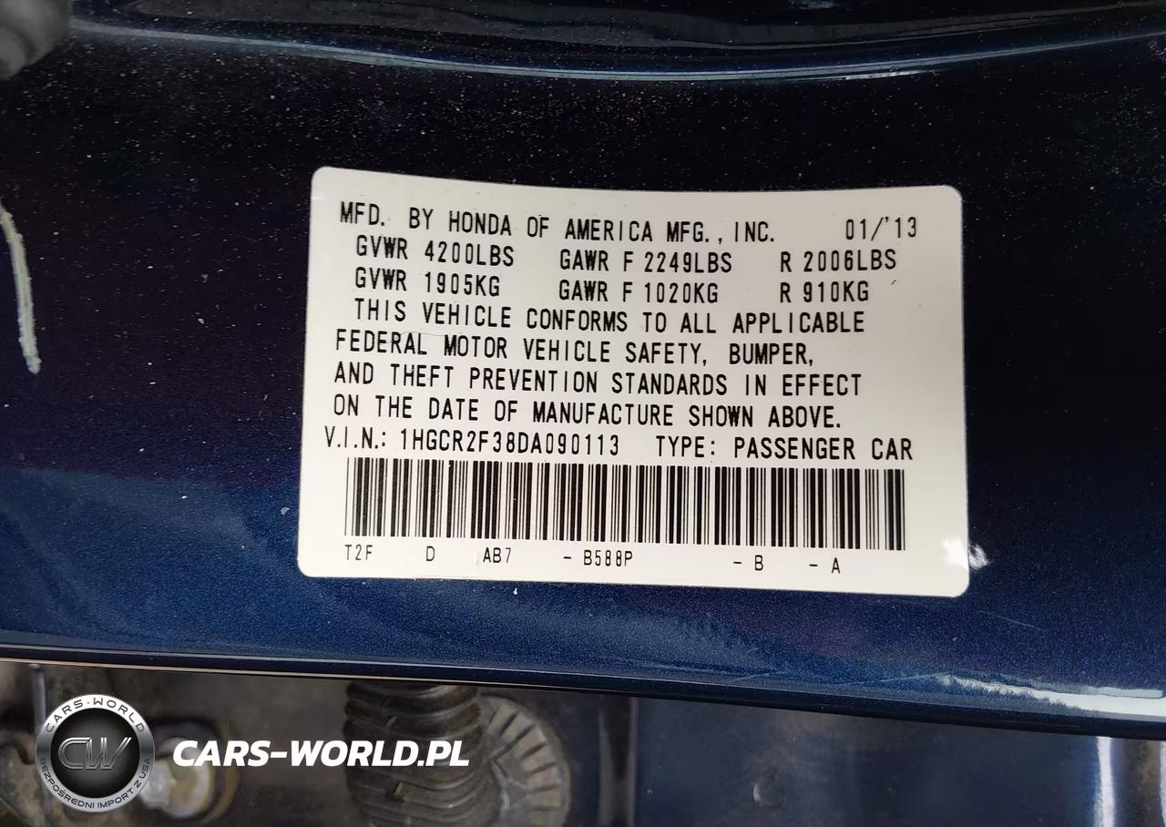 2013 Honda Accord Lx VIN:1HGCR2F38DA090113 - 9