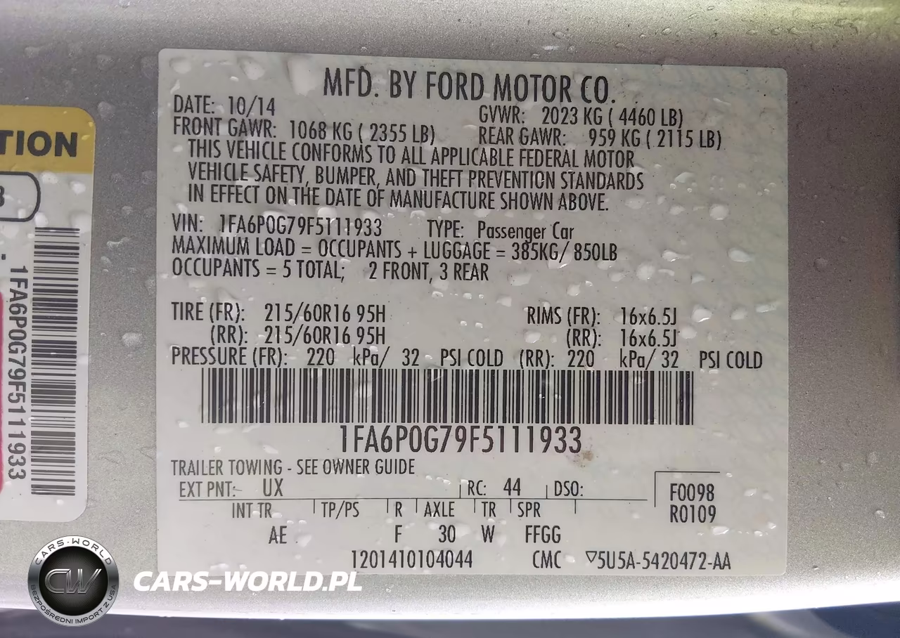 2015 Ford Fusion S VIN:1FA6P0G79F5111933 - 9