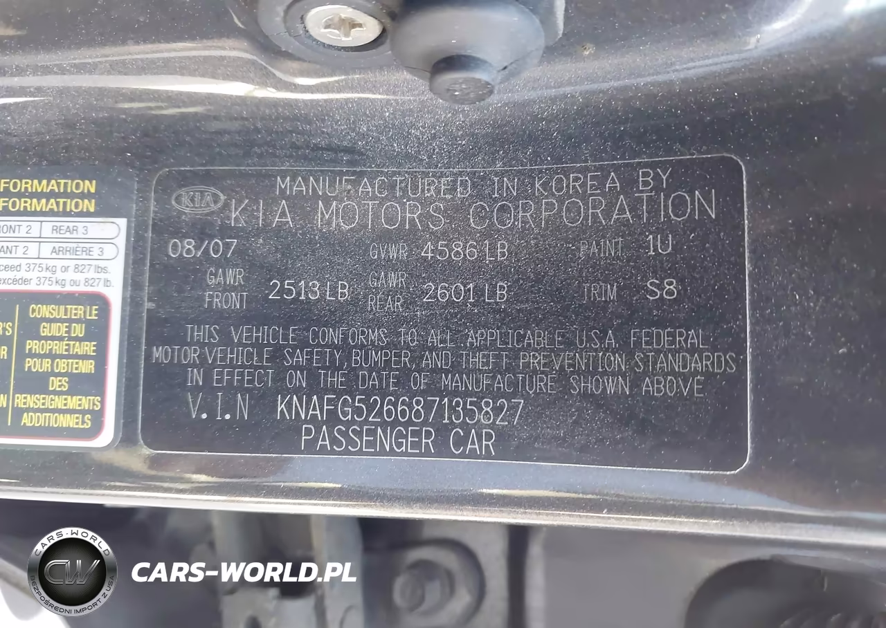 2008 Kia Rondo Lx V6 VIN:KNAFG526687135827 - 9