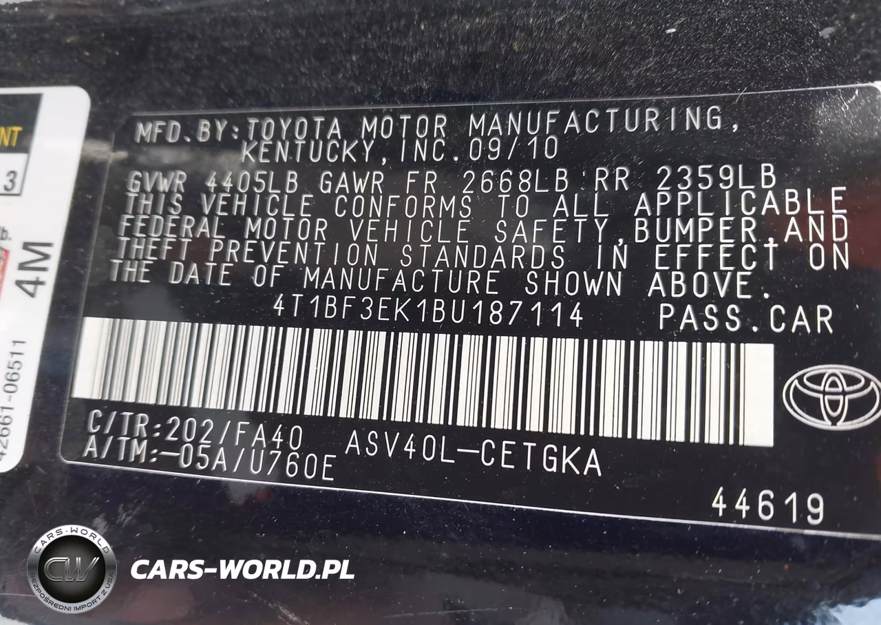2011 Toyota Camry Xle VIN:4T1BF3EK1BU187114 - 9