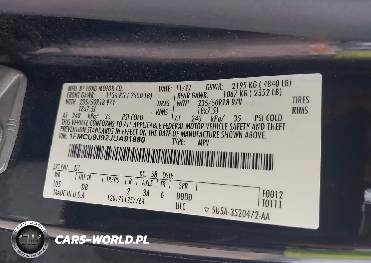 2018 Ford Escape Titanium VIN:1FMCU9J92JUA91880 - 9