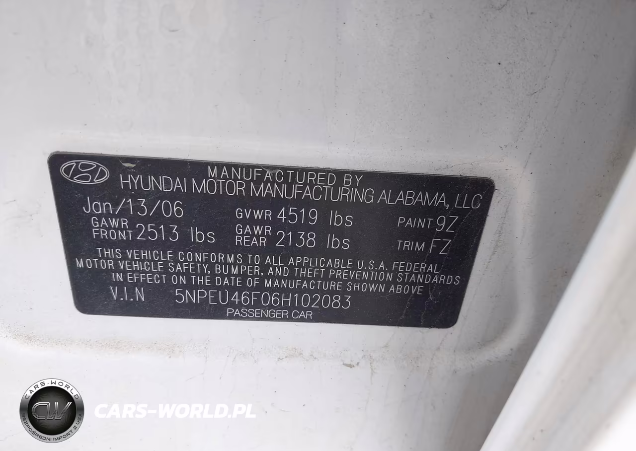 2006 Hyundai Sonata Gls V6-Lx V6 VIN:5NPEU46F06H102083 - 9