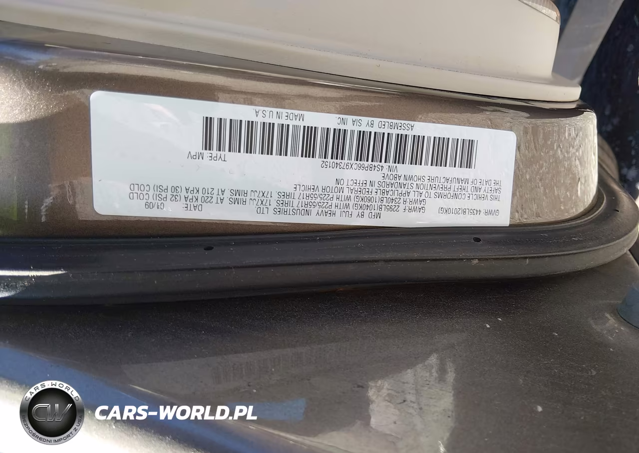 2009 Subaru Outback 2.5I Limited VIN:4S4BP66CX97340152 - 9