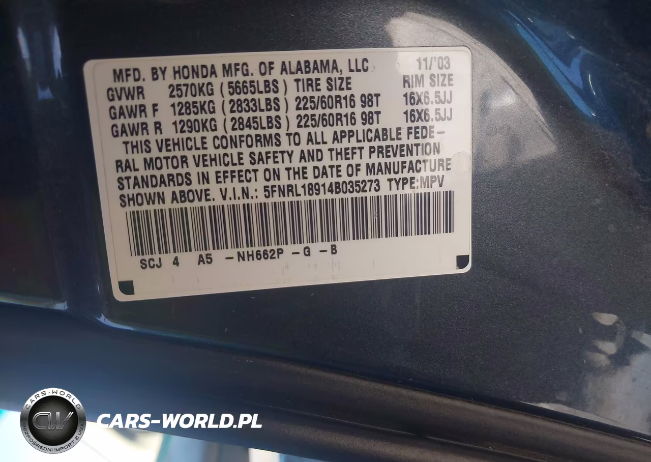 2004 Honda Odyssey Ex-L VIN:5FNRL18914B035273 - 9
