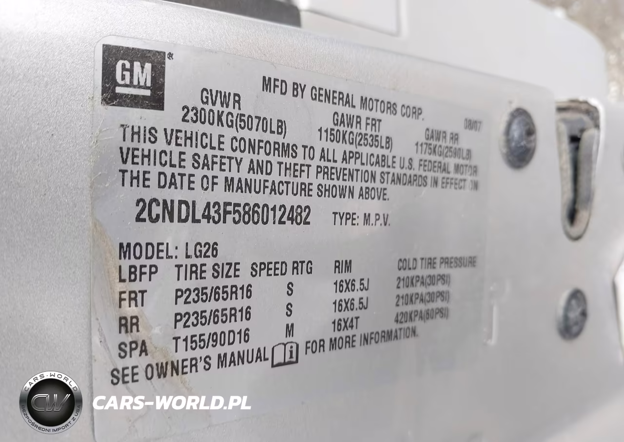 2008 Chevrolet Equinox Lt VIN:2CNDL43F586012482 - 9