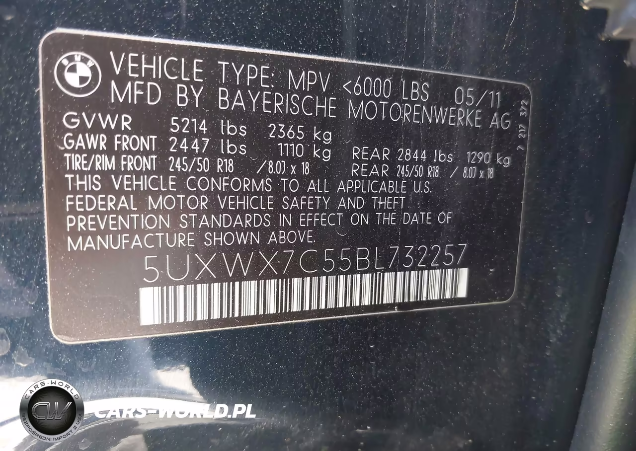 2011 BMW X3 xDrive35I VIN:5UXWX7C55BL732257 - 9