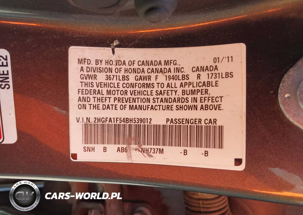 2011 Honda Civic Lx VIN:2HGFA1F54BH539012 - 9