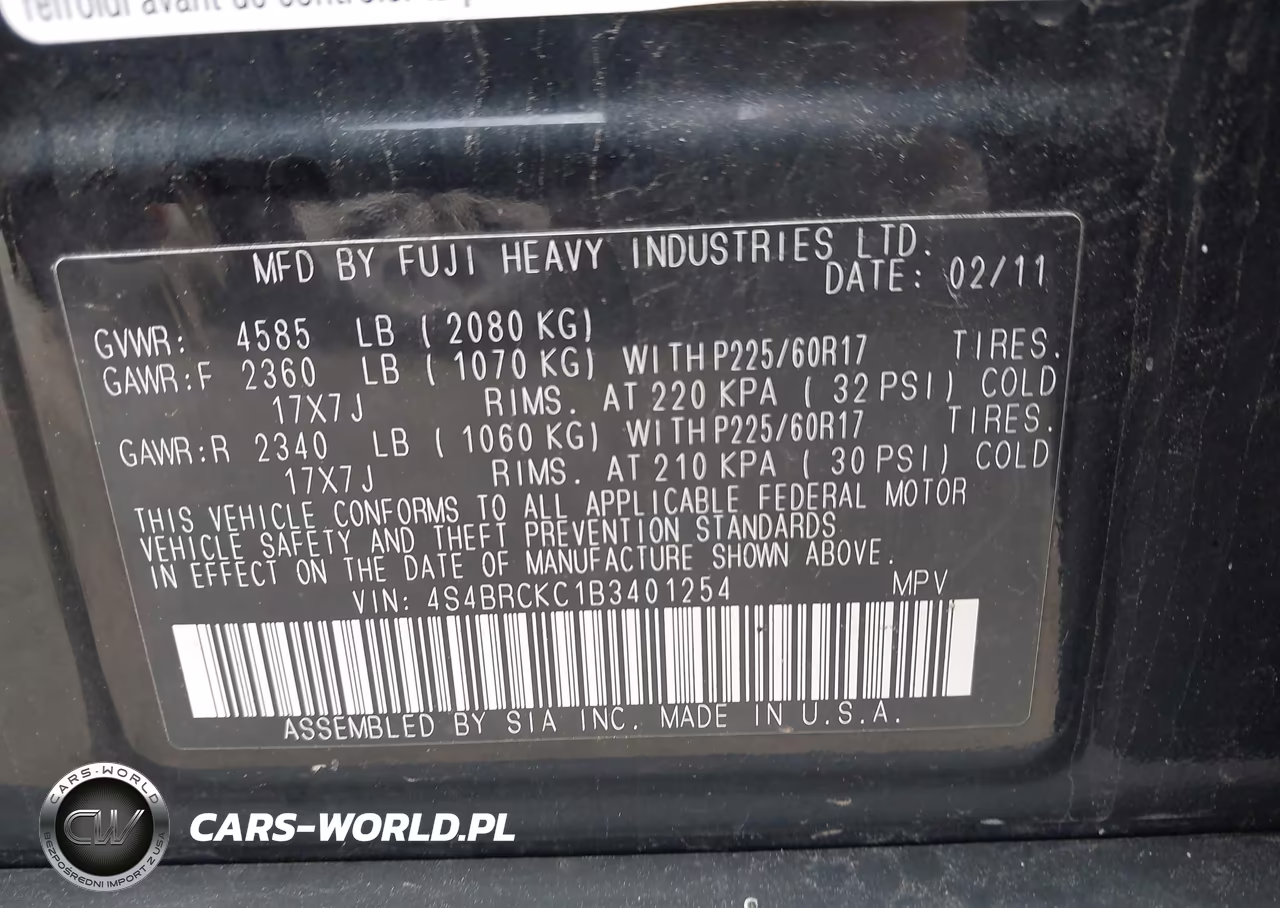 2011 Subaru Outback 2.5I Limited VIN:4S4BRCKC1B3401254 - 9