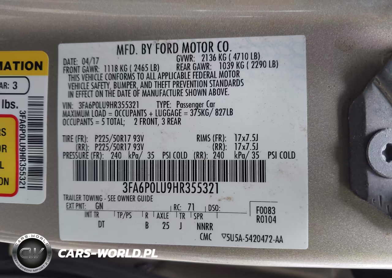2017 Ford Fusion Hybrid Se VIN:3FA6P0LU9HR355321 - 9