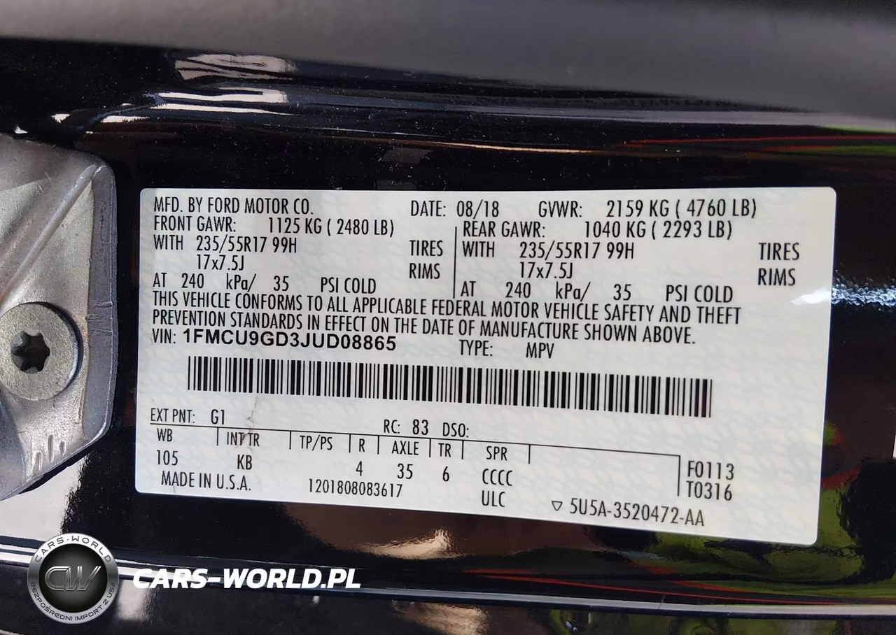 2018 Ford Escape Se VIN:1FMCU9GD3JUD08865 - 9