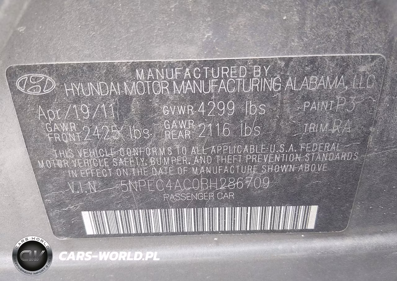 2011 Hyundai Sonata Se VIN:5NPEC4AC0BH286709 - 9