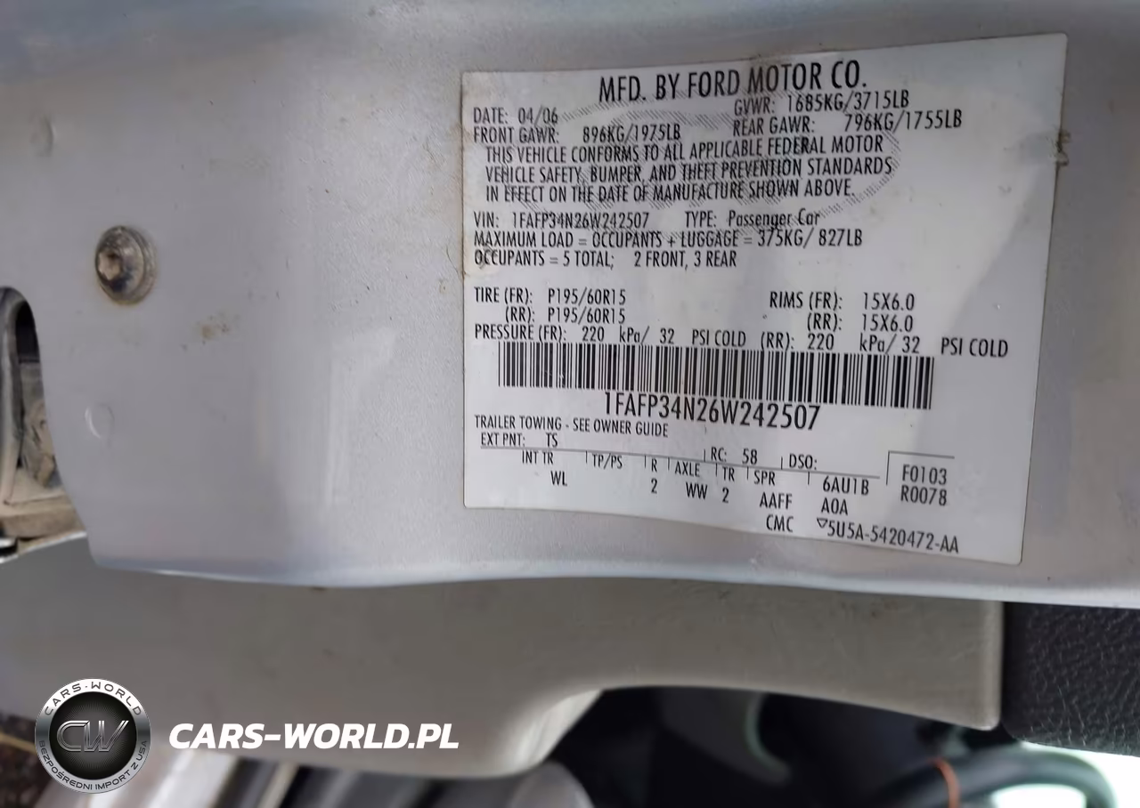 2006 Ford Focus Zx4 VIN:1FAFP34N26W242507 - 9