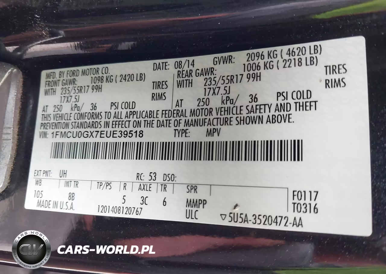 2014 Ford Escape Se VIN:1FMCU0GX7EUE39518 - 9