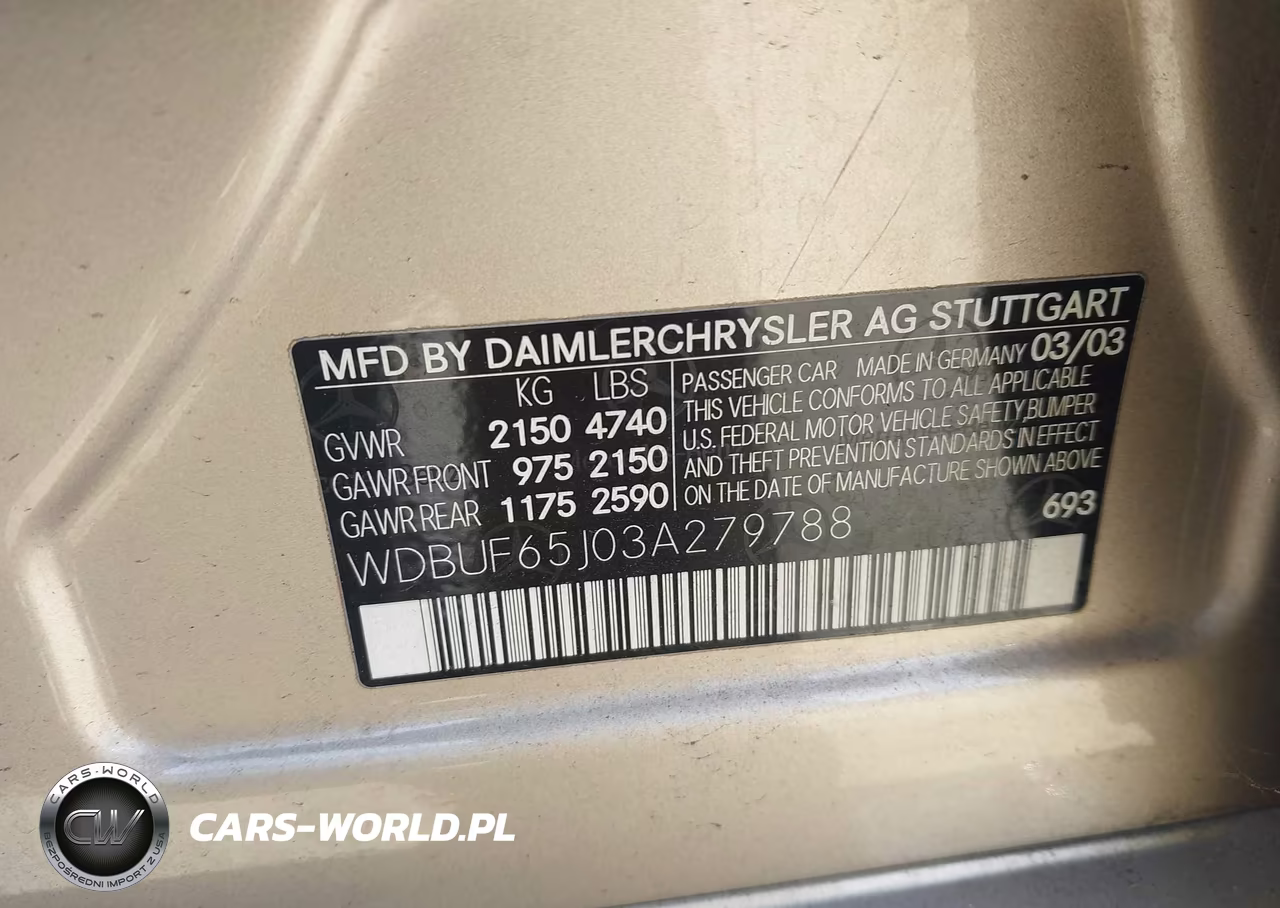 2003 Mercedes-Benz E 320 VIN:WDBUF65J03A279788 - 9