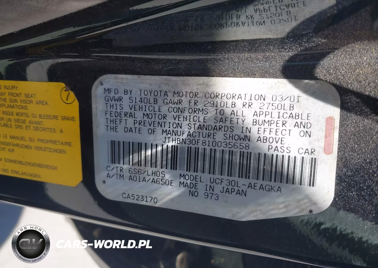 2001 Lexus Ls 430 VIN:JTHBN30F810035658 - 9