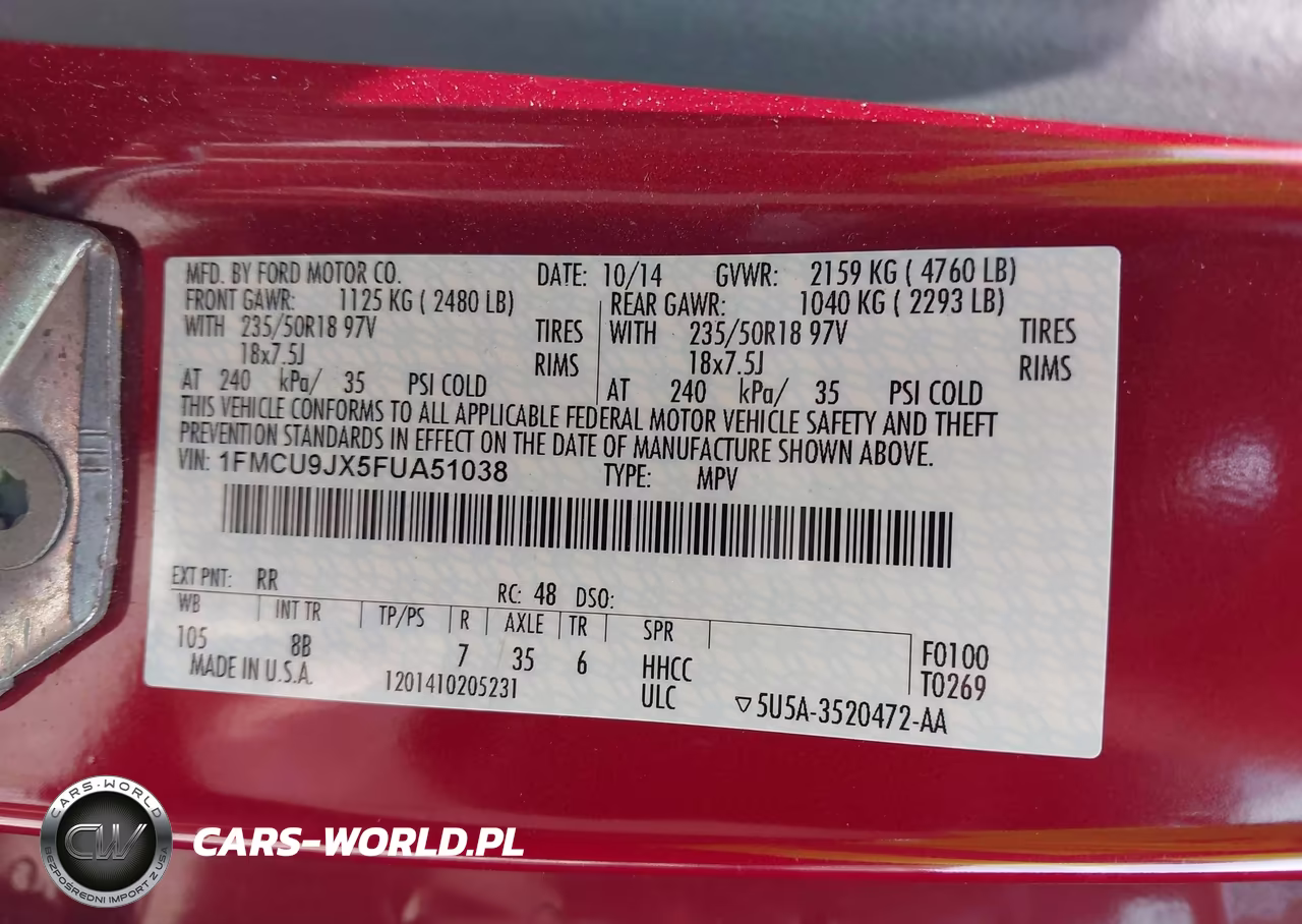 2015 Ford Escape Titanium VIN:1FMCU9JX5FUA51038 - 9