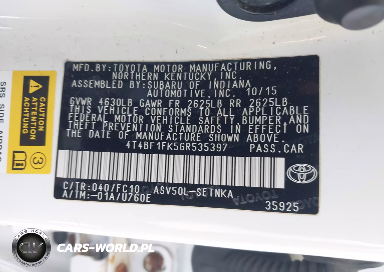 2016 Toyota Camry Le VIN:4T4BF1FK5GR535397 - 9