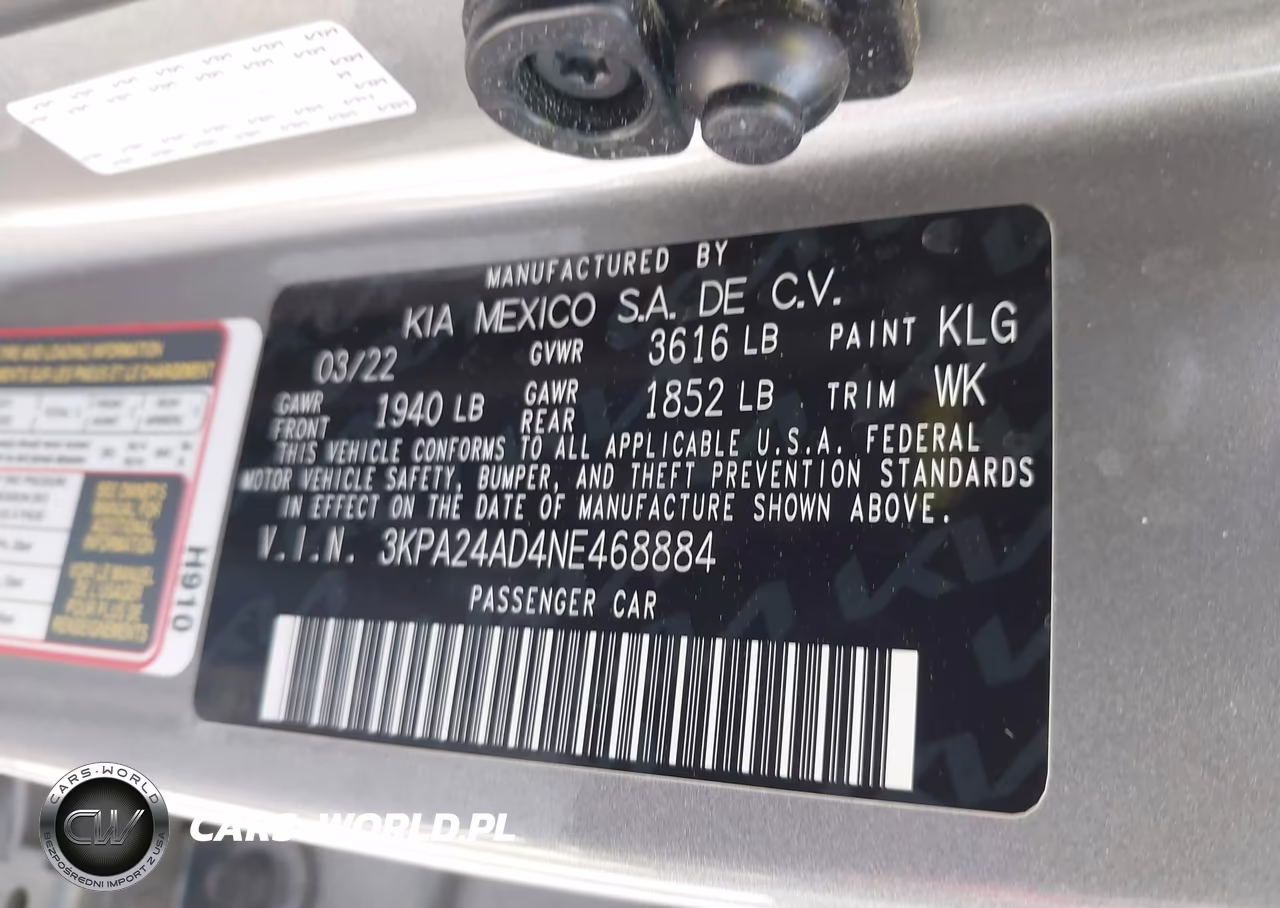 2022 Kia Rio S VIN:3KPA24AD4NE468884 - 9