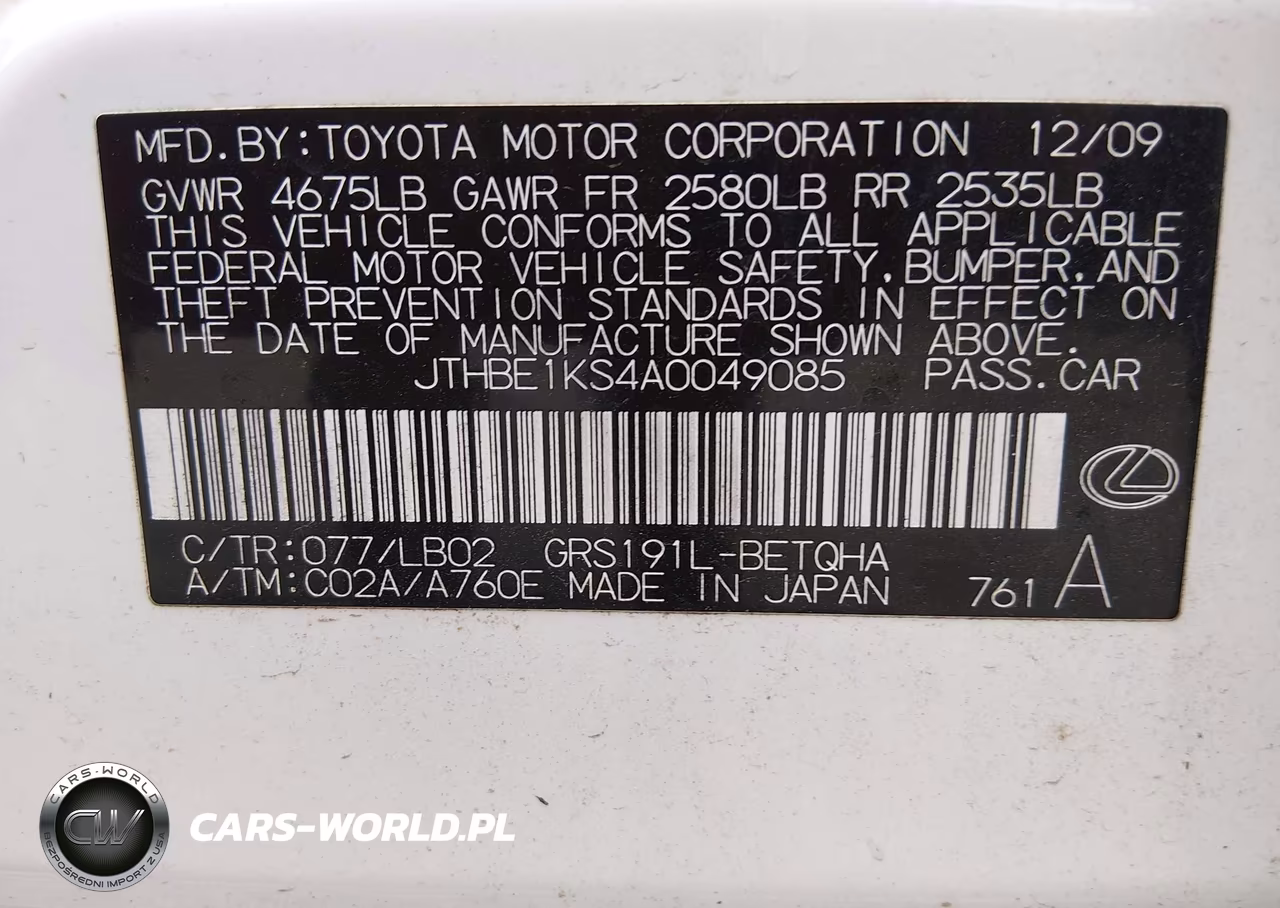 2010 Lexus Gs 350 VIN:JTHBE1KS4A0049085 - 9