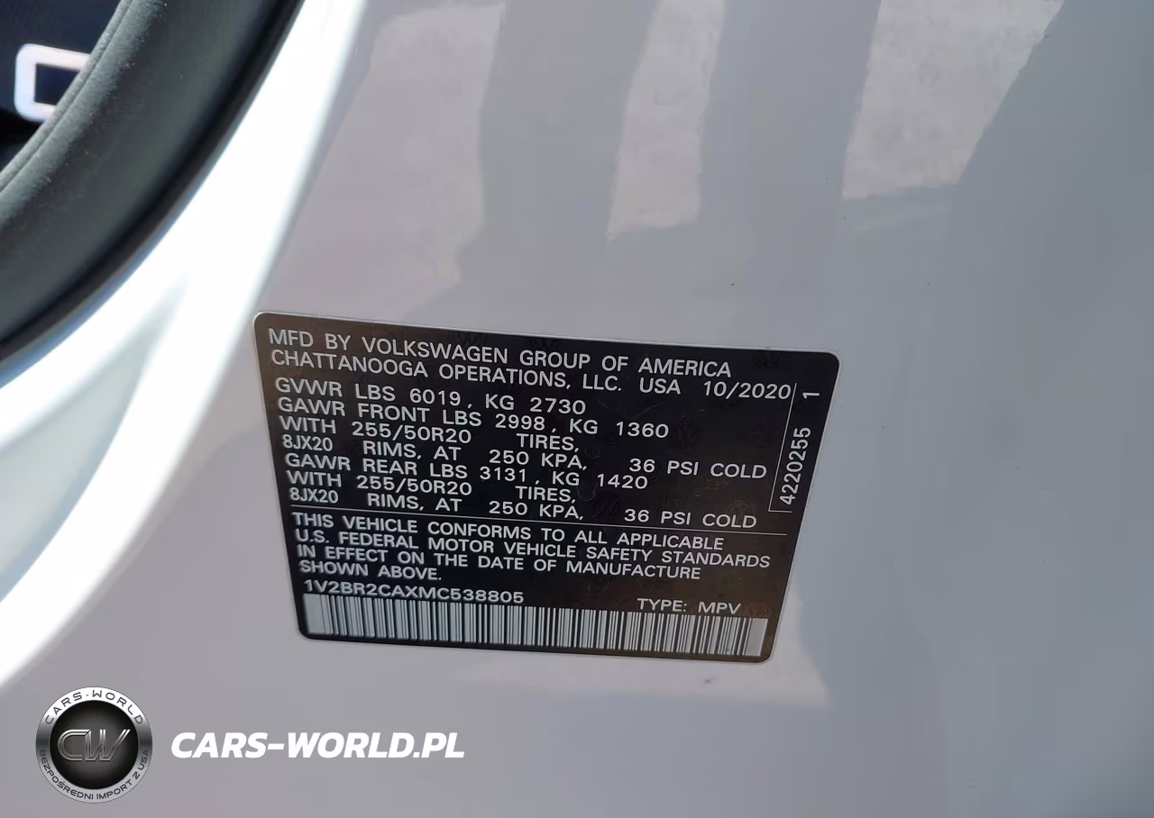 2021 Volkswagen Atlas 3.6L V6 Sel VIN:1V2BR2CAXMC538805 - 9