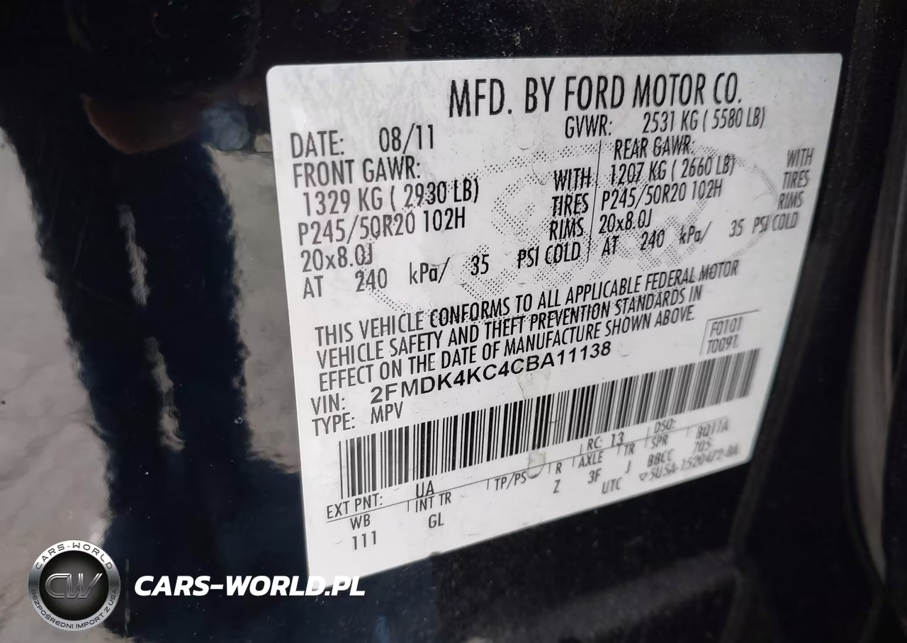 2012 Ford Edge Limited VIN:2FMDK4KC4CBA11138 - 9