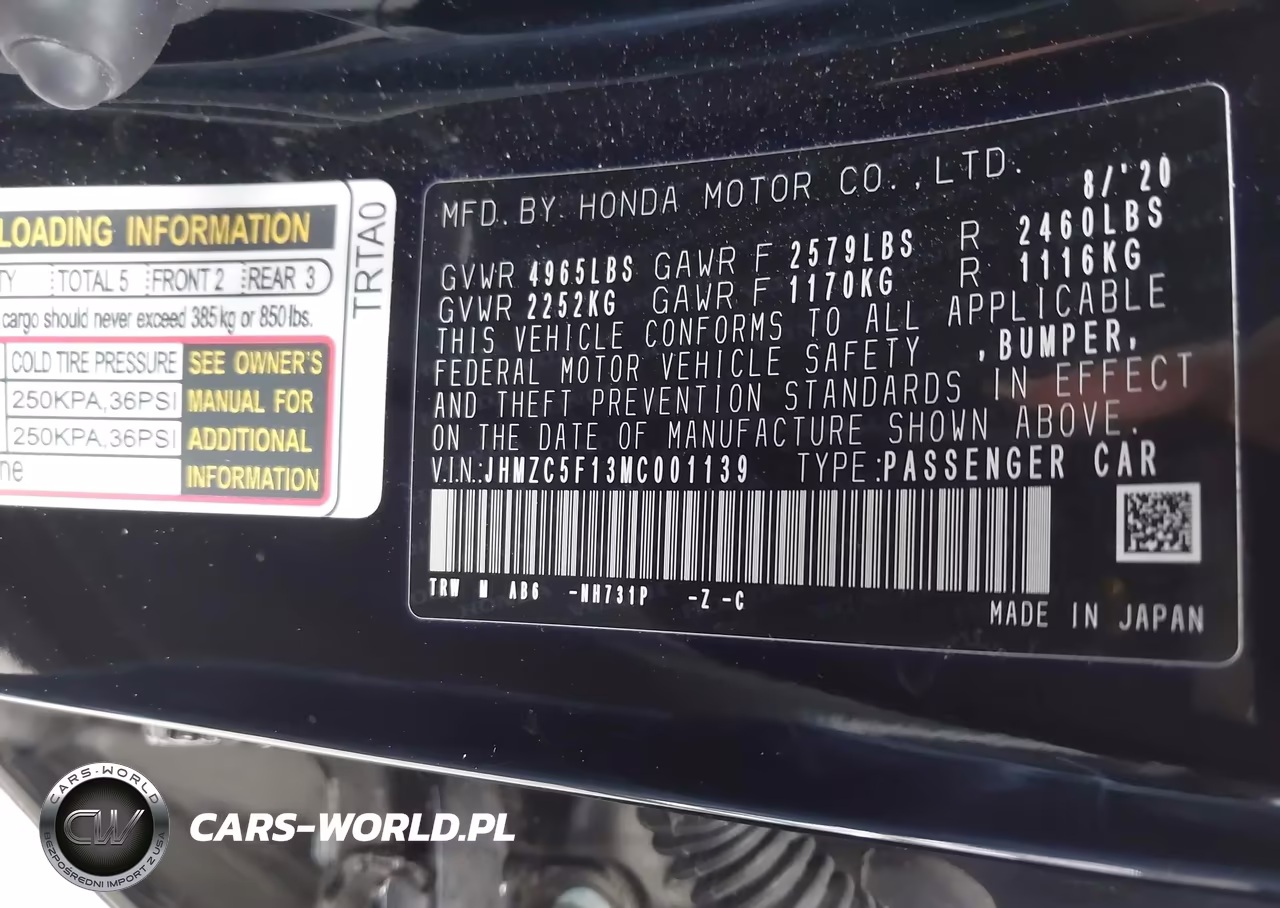 2021 Honda Clarity Plug-In Hybrid VIN:JHMZC5F13MC001139 - 9