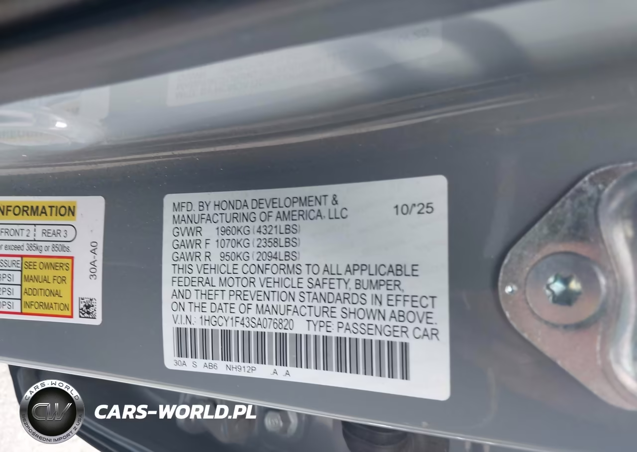 2025 Honda Accord Se VIN:1HGCY1F43SA076820 - 9