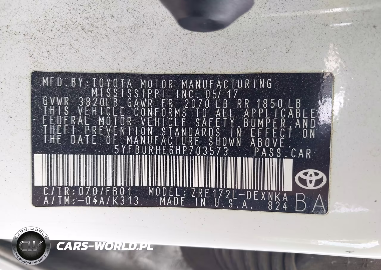 2017 Toyota Corolla Le VIN:5YFBURHE6HP703573 - 9