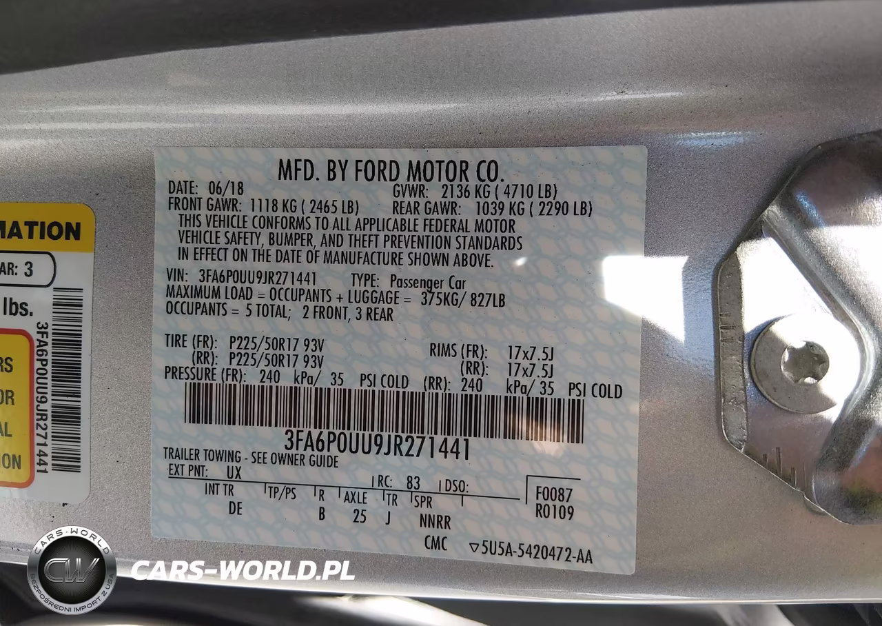 2018 Ford Fusion Hybrid S VIN:3FA6P0UU9JR271441 - 9