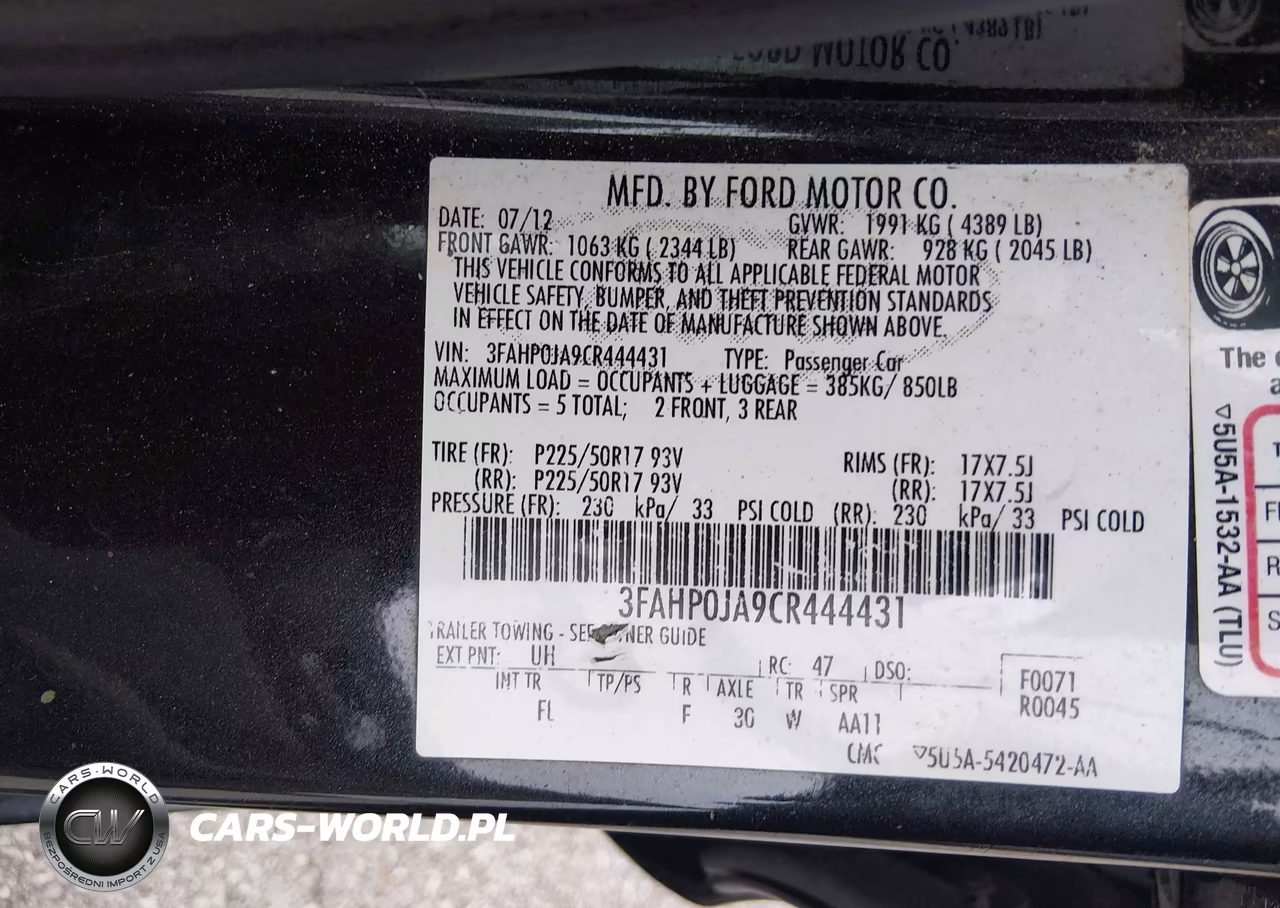 2012 Ford Fusion Sel VIN:3FAHP0JA9CR444431 - 9