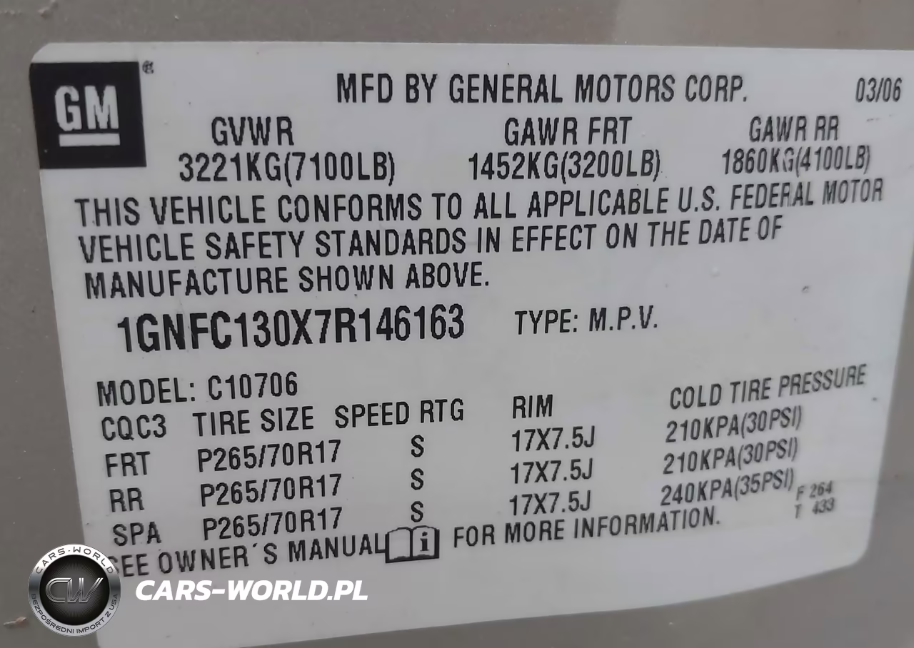 2007 Chevrolet Tahoe Lt VIN:1GNFC130X7R146163 - 9