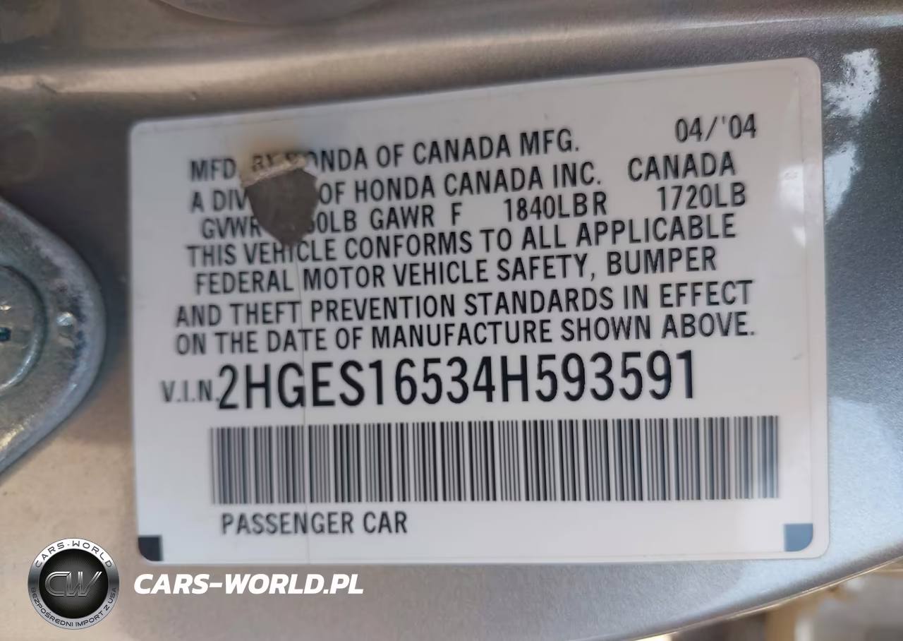 2004 Honda Civic Lx VIN:2HGES16534H593591 - 9