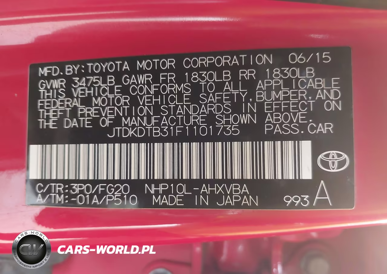 2015 Toyota Prius C Two VIN:JTDKDTB31F1101735 - 9