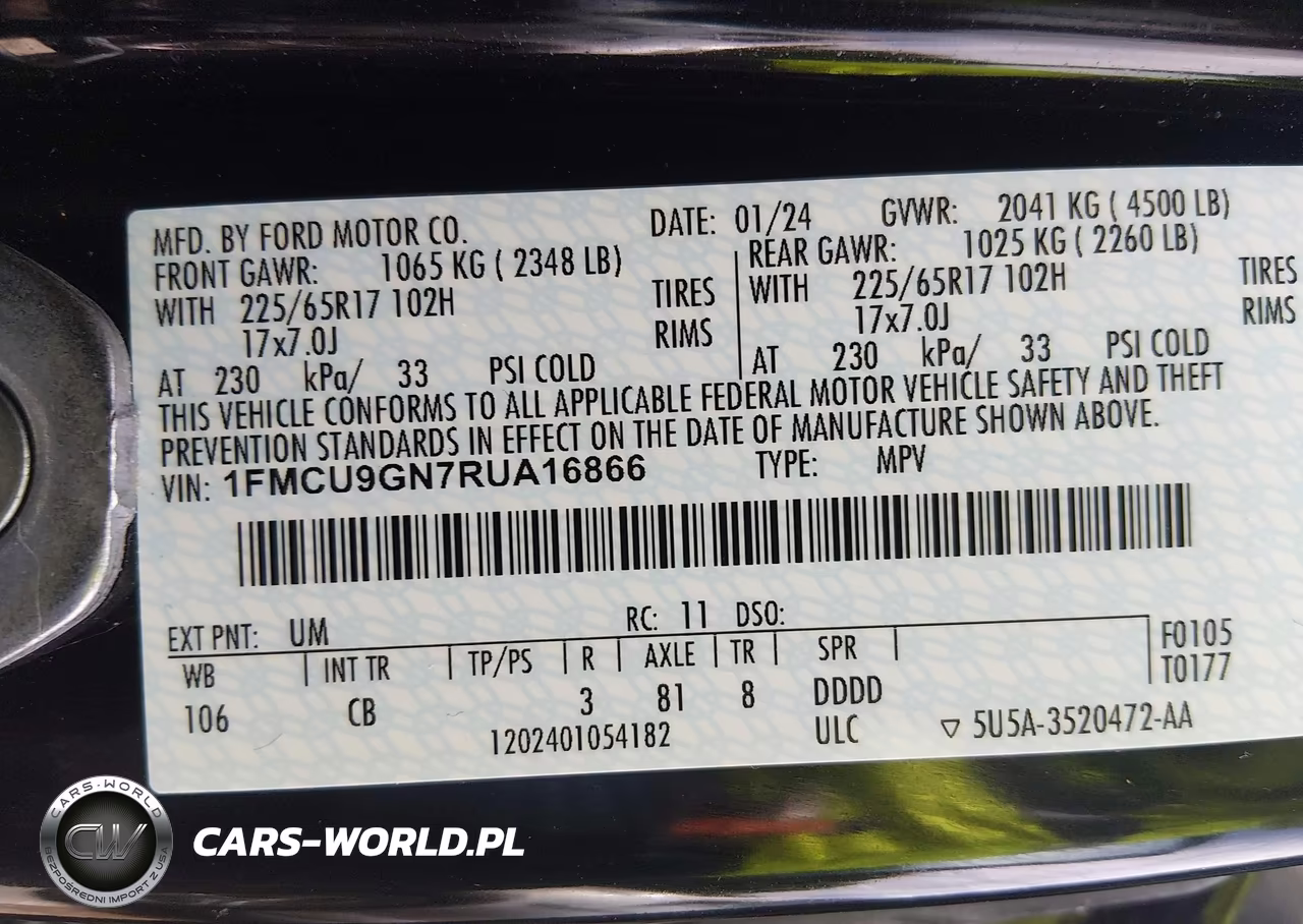 2024 Ford Escape Active VIN:1FMCU9GN7RUA16866 - 9