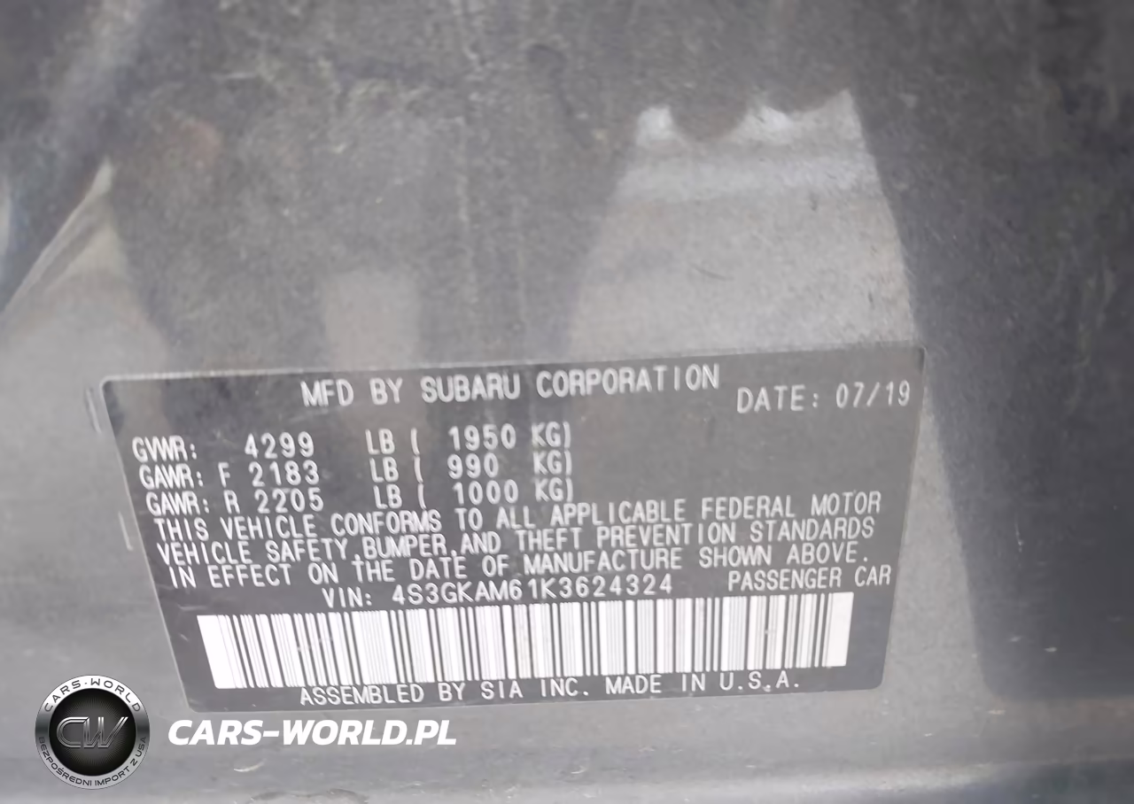 2019 Subaru Impreza 2.0I Sport VIN:4S3GKAM61K3624324 - 9