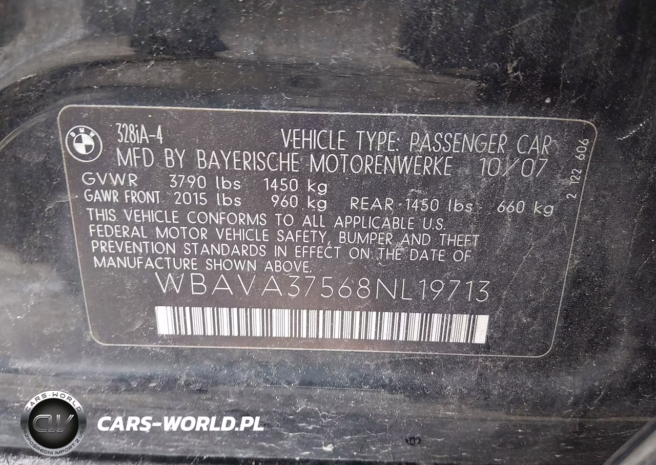 2008 BMW 328I VIN:WBAVA37568NL19713 - 9