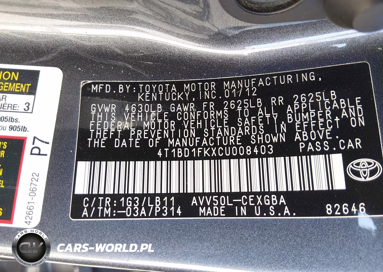 2012 Toyota Camry Hybrid Xle VIN:4T1BD1FKXCU008403 - 9