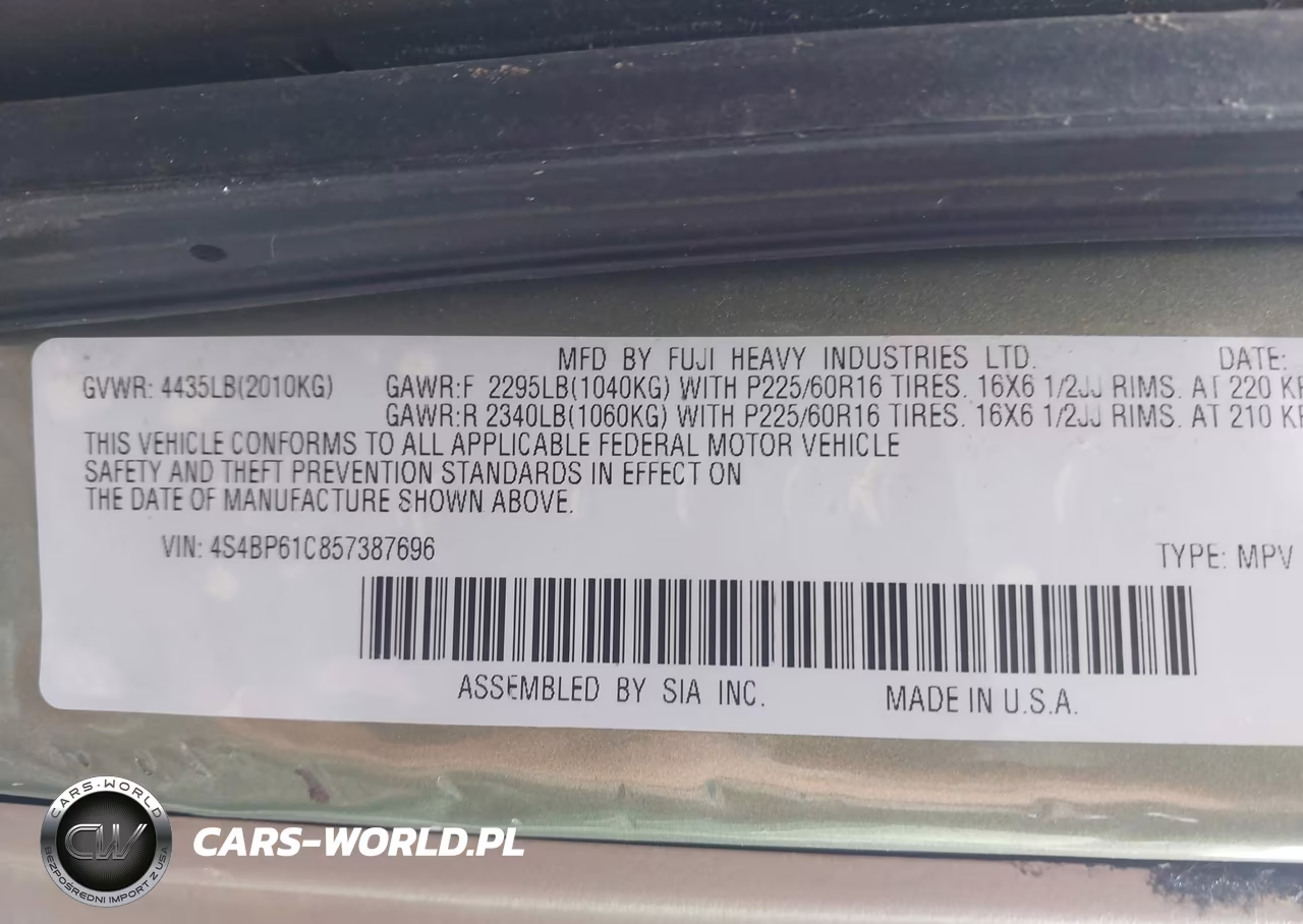 2005 Subaru Outback 2.5I VIN:4S4BP61C857387696 - 9