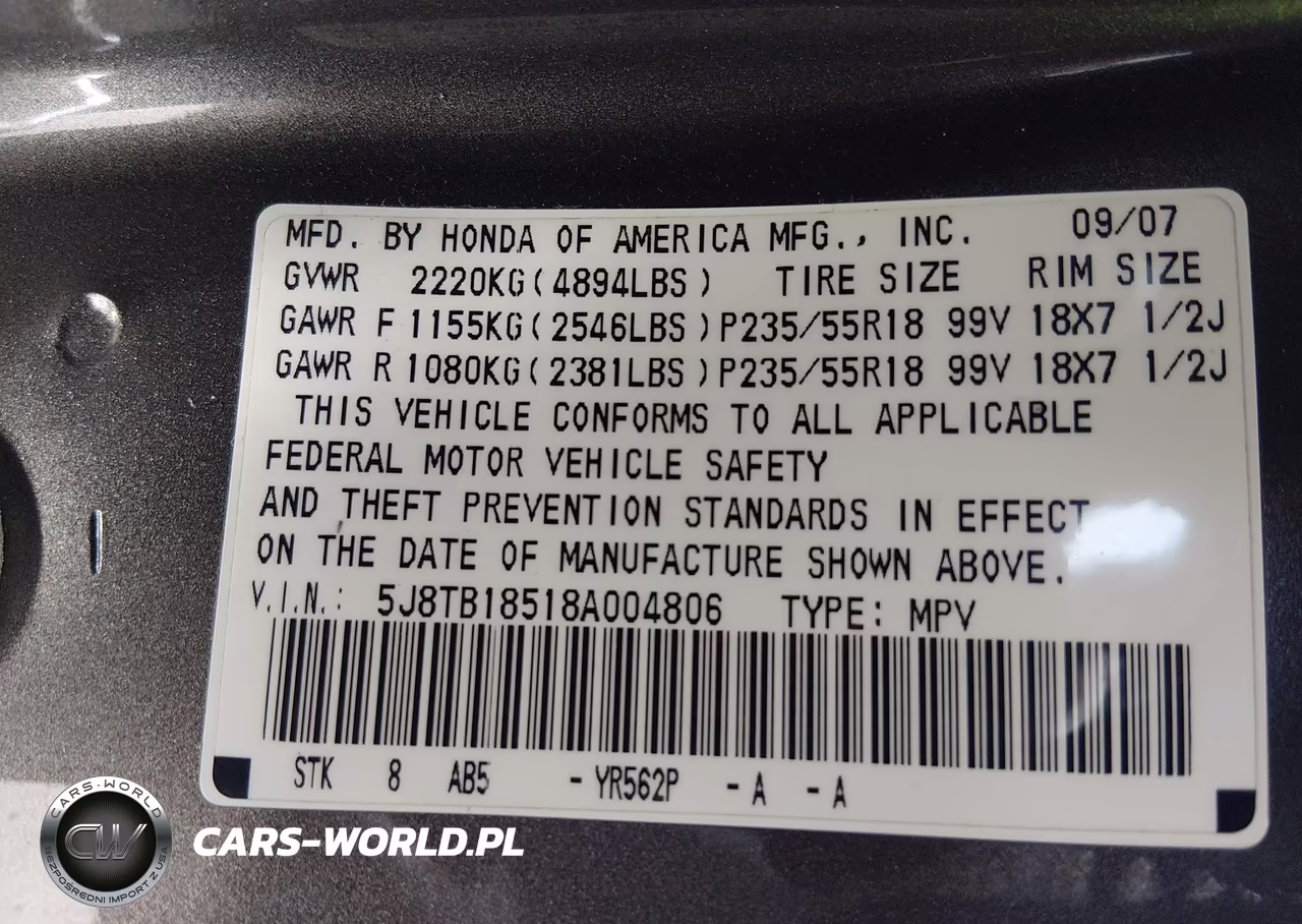 2008 Acura Rdx VIN:5J8TB18518A004806 - 9