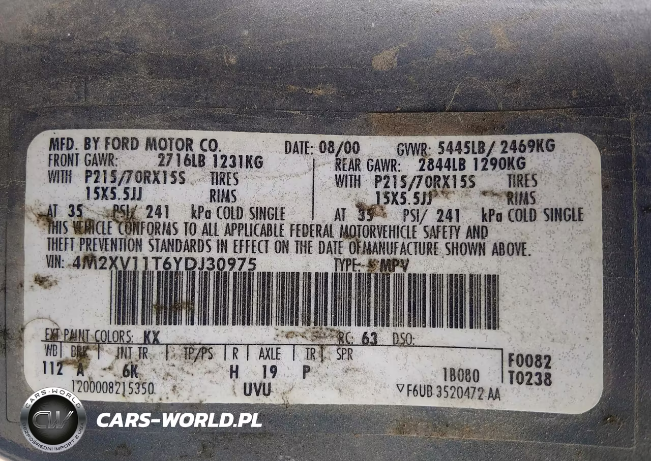 2000 Mercury Villager VIN:4M2XV11T6YDJ30975 - 9