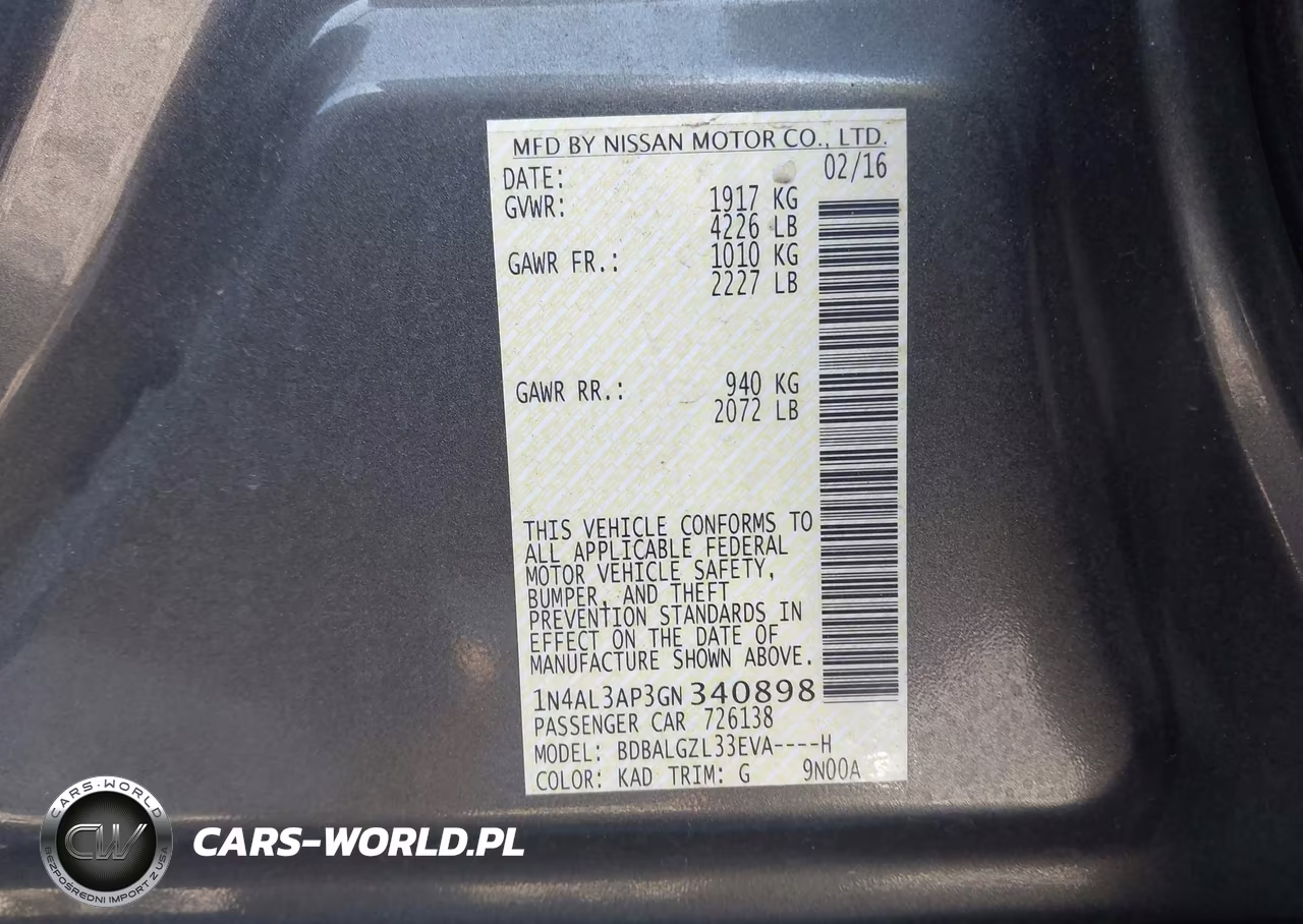 2016 Nissan Altima 2.5 S VIN:1N4AL3AP3GN340898 - 9