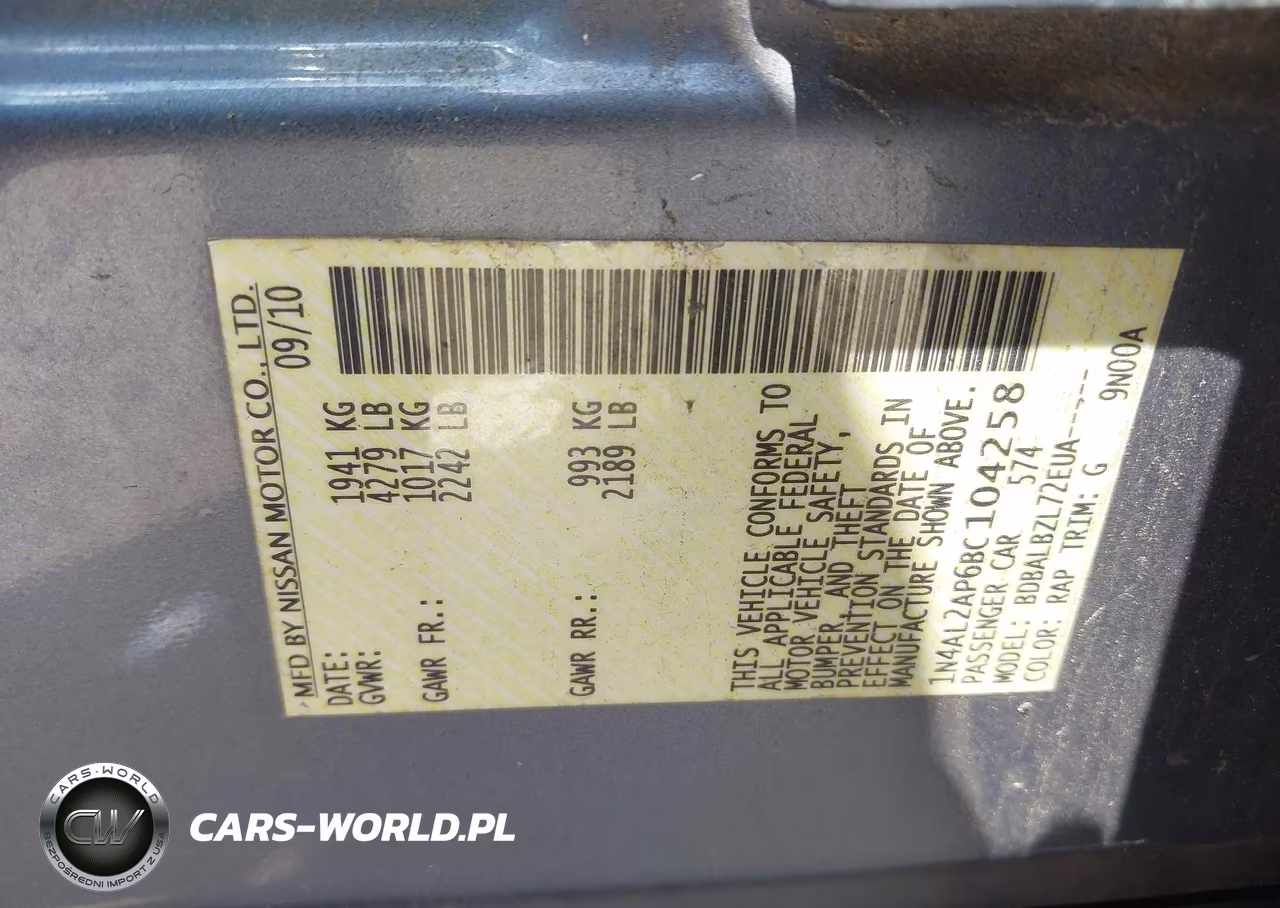 2011 Nissan Altima 2.5 S VIN:1N4AL2AP6BC104258 - 9
