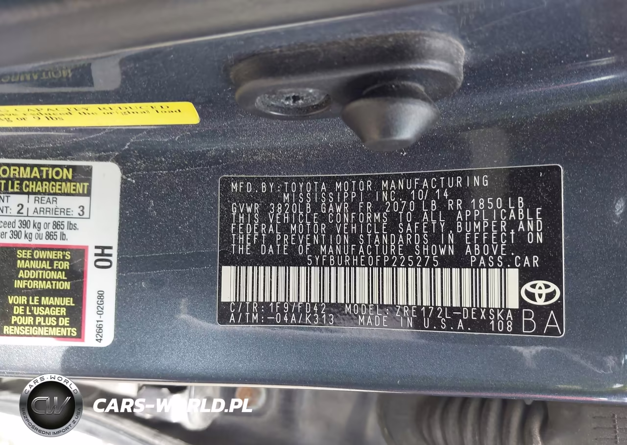 2015 Toyota Corolla S Plus VIN:5YFBURHE0FP225275 - 9