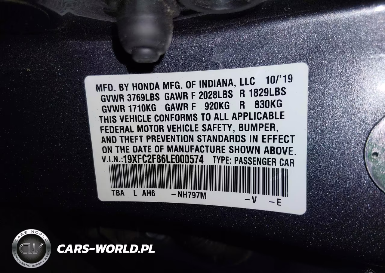 2020 Honda Civic Sport VIN:19XFC2F86LE000574 - 9