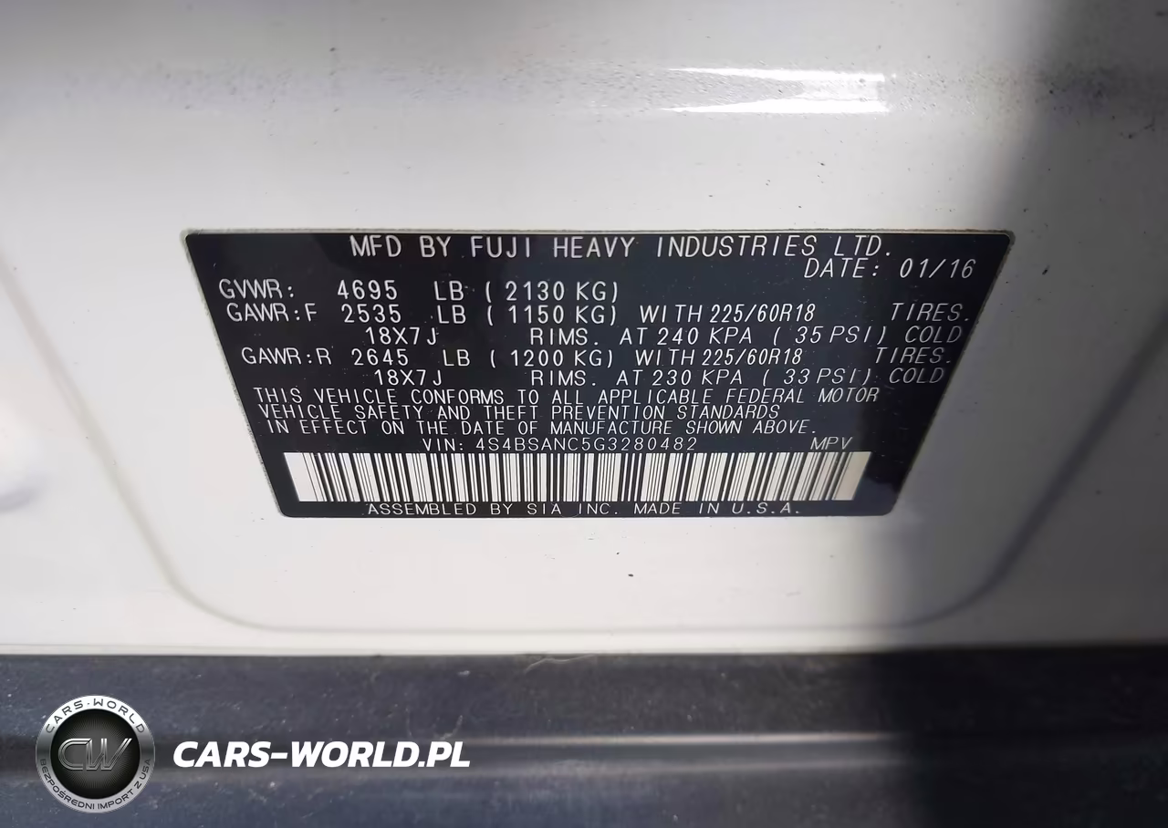 2016 Subaru Outback 2.5I Limited VIN:4S4BSANC5G3280482 - 9