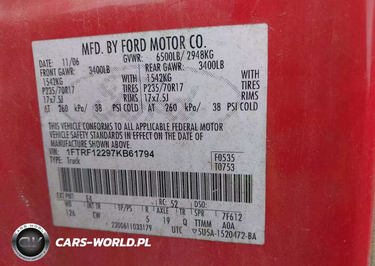 2007 Ford F-150 Stx-Xl-Xlt VIN:1FTRF12297KB61794 - 9