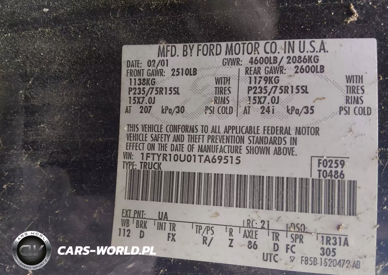 2001 Ford Ranger Edge-Xl-Xlt VIN:1FTYR10U01TA69515 - 9