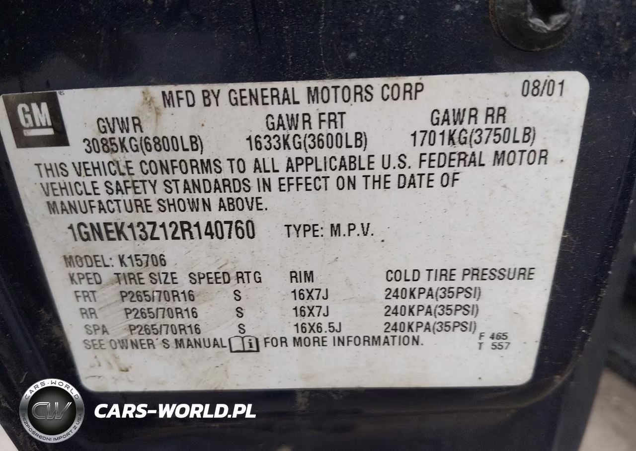 2002 Chevrolet Tahoe Ls VIN:1GNEK13Z12R140760 - 9